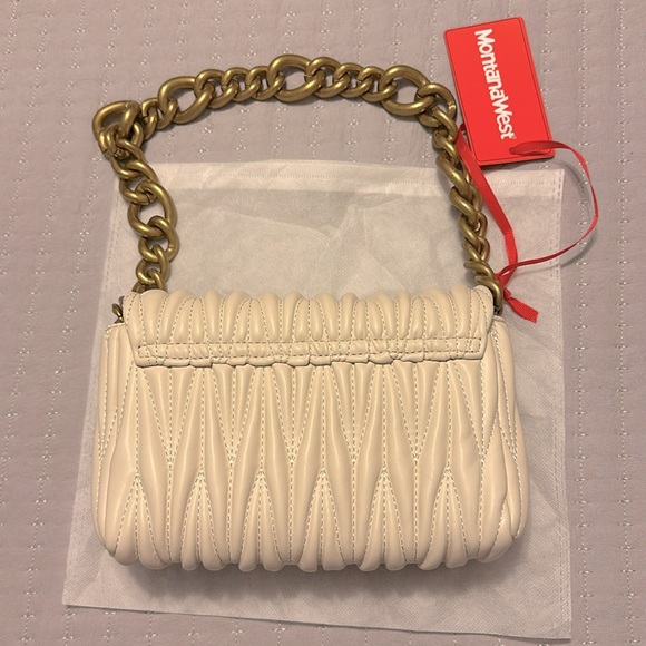 Quilted Top Handle Purse with Gold Chain - Picture 4 of 7